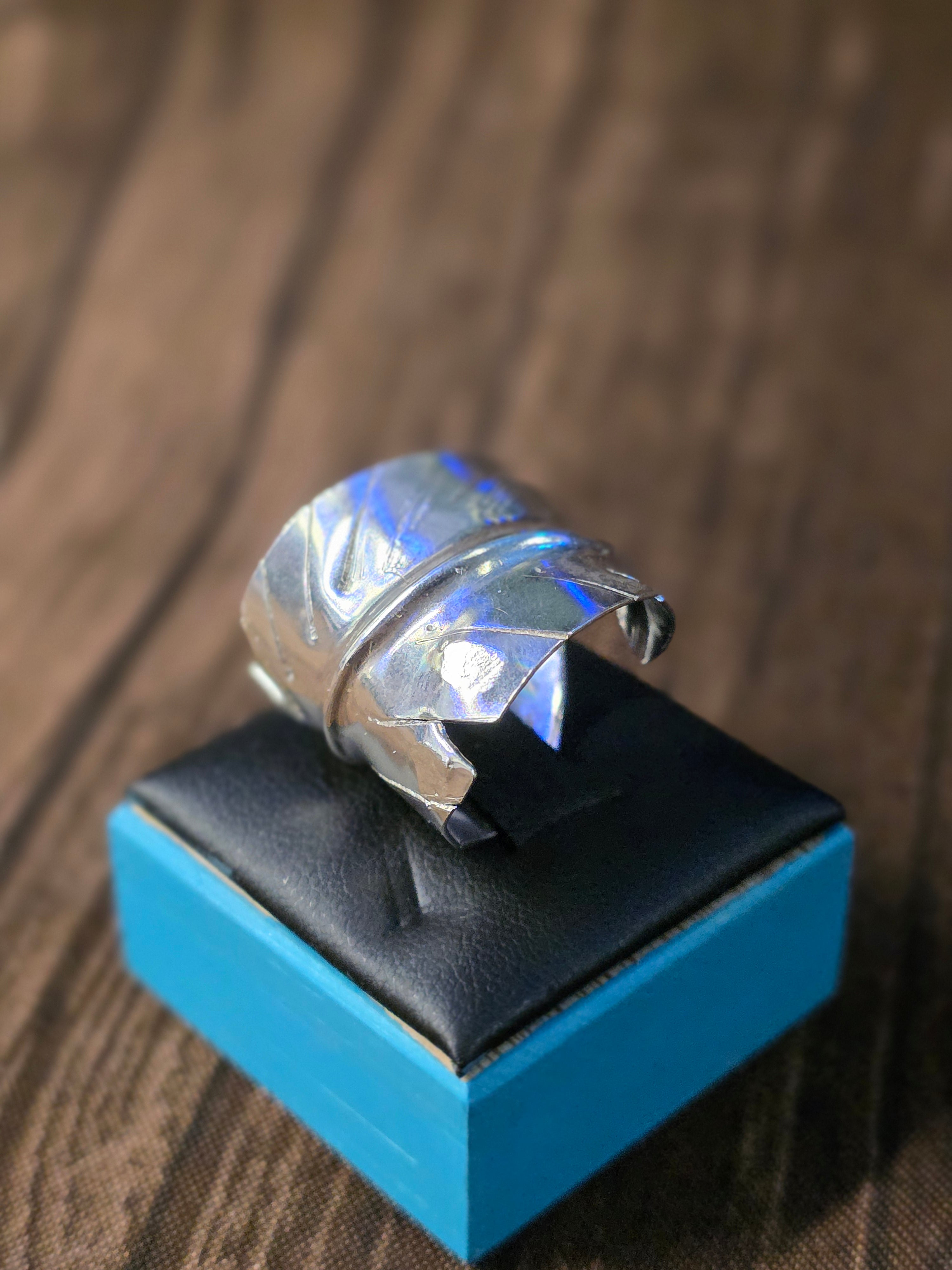 STERING SILVER FEATHER ADJUSTABLE RING