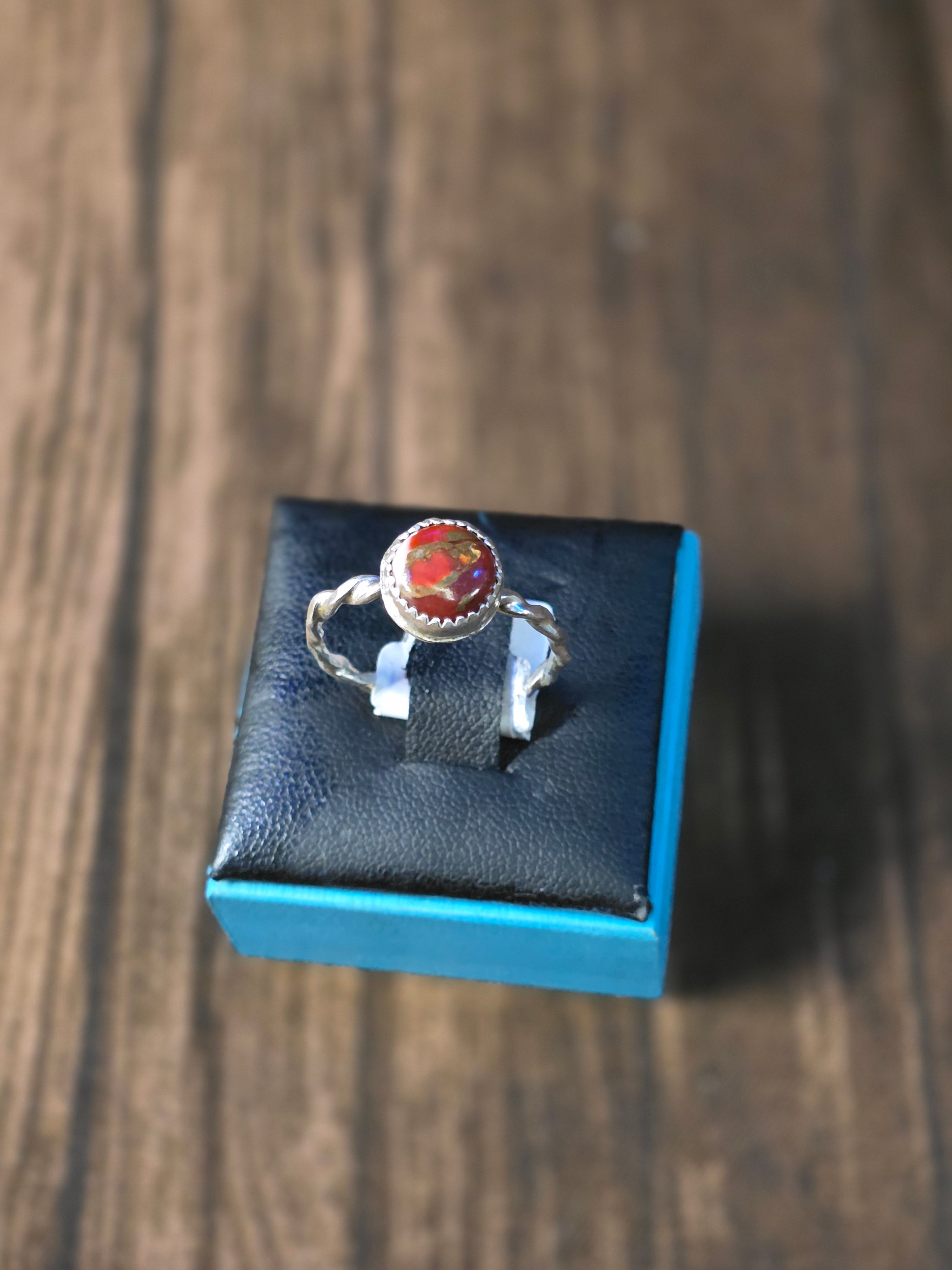 RED COPPER TURQUOISE RING SIZE 7 1/2