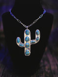 SAGUARO CACTUS WITH MOHAVE TURQUOISE NECKLACE