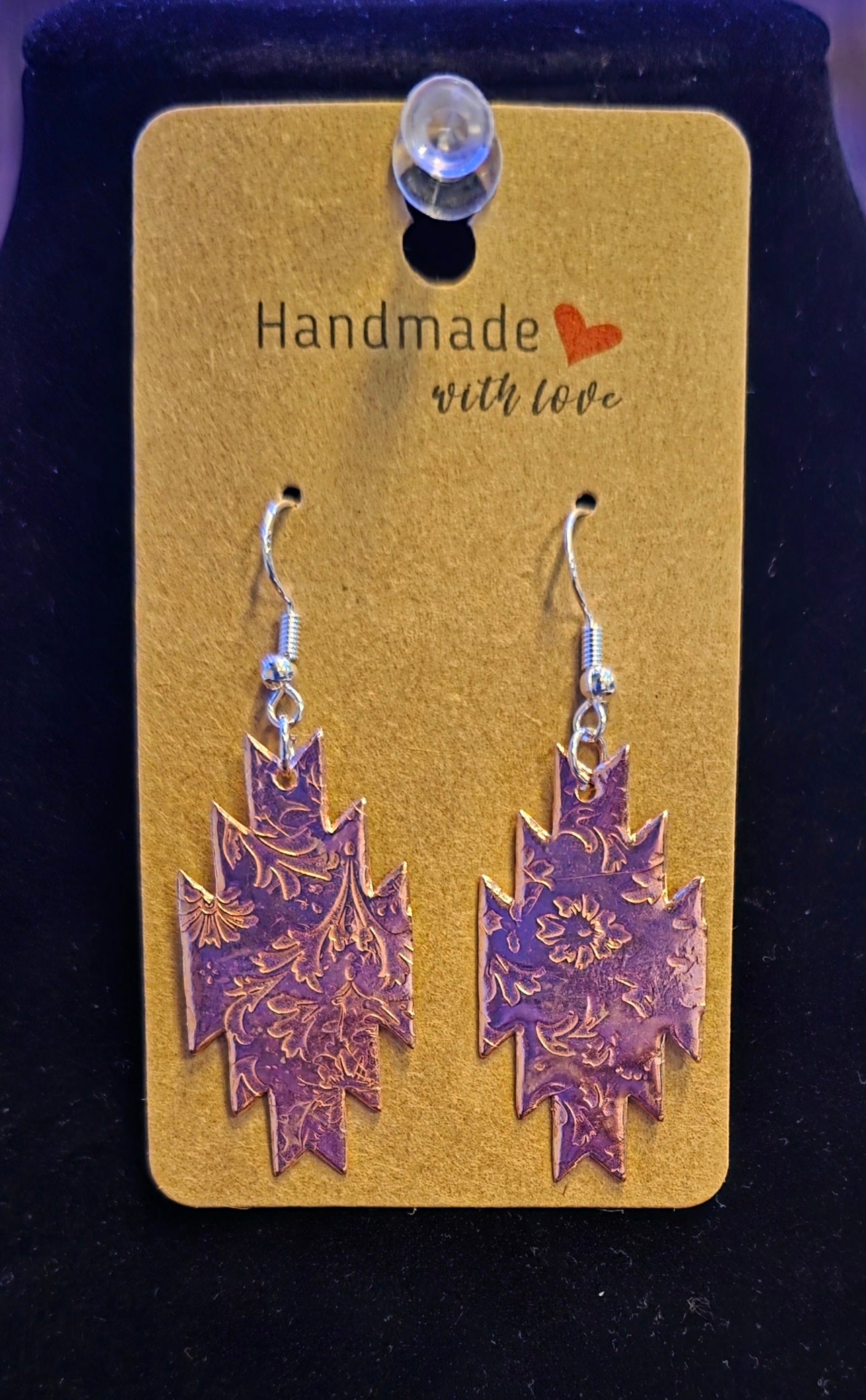 COPPER WESTERN FLOWER PATTERN EARINGS