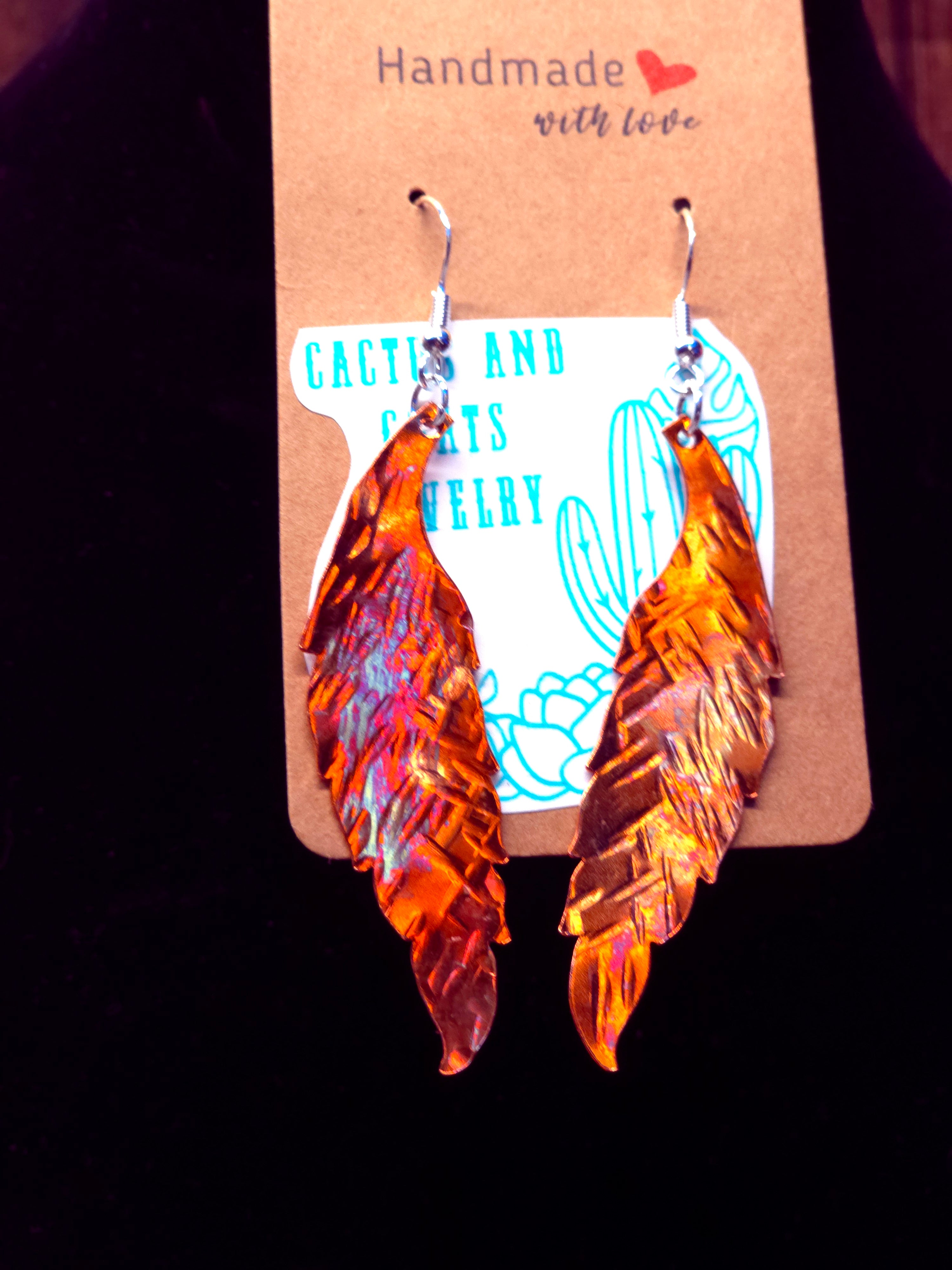 COPPER FEATHER EARRINGS