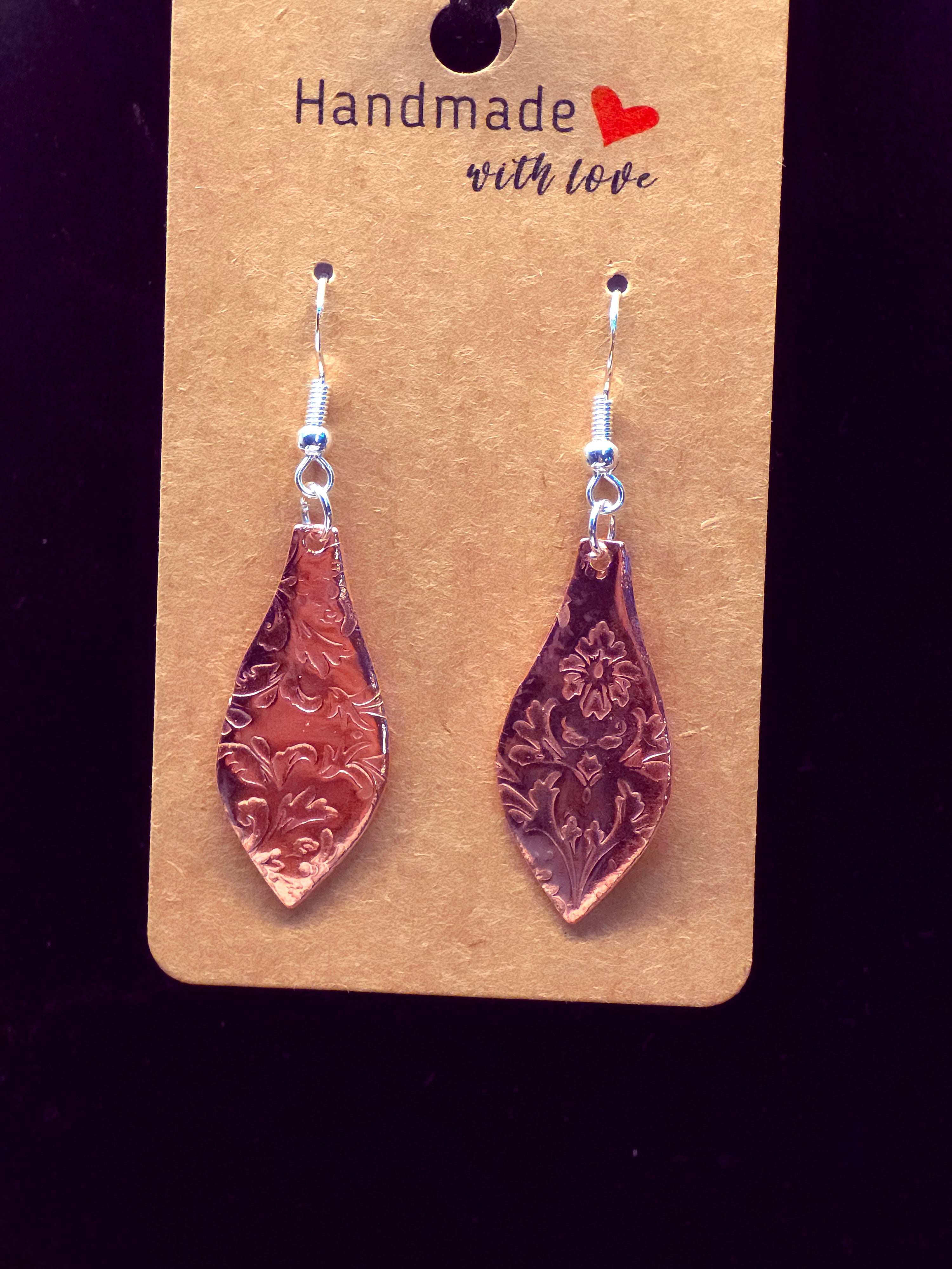 COPPER DROP FLOWER PATTERN EARRINGS