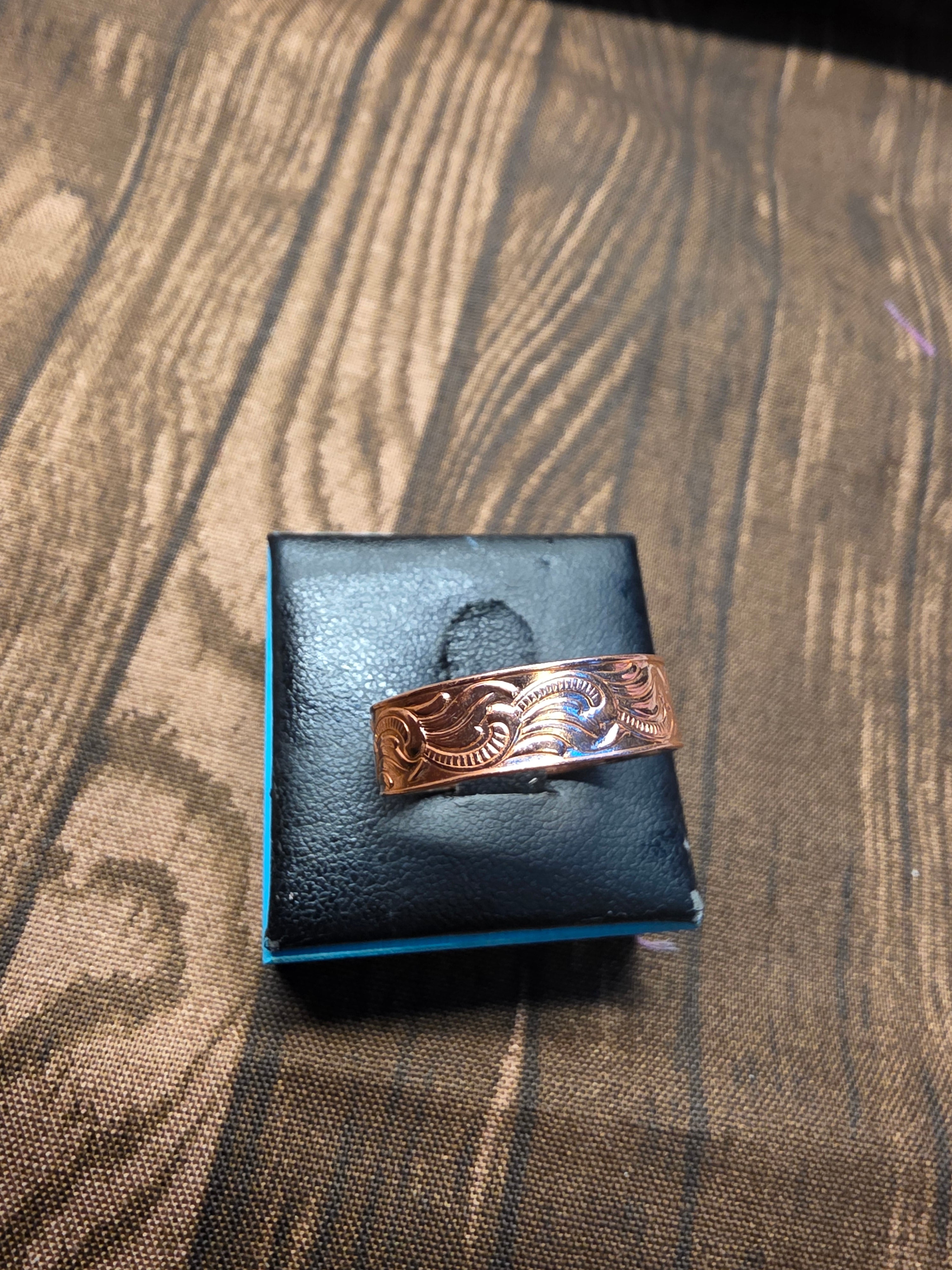 COPPER SCROLL STAMPED   RINGS