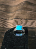 SLEEPING BEAUTY TURQOUISE SQUARE WITH SUN STAMPED BAND SIZE 9