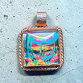 COPPER CACTUS SCENE NECKLACE PENDANT SQUARE