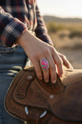 HOT PINK DAHLIA WITH BAND DETAIL SIZE 8